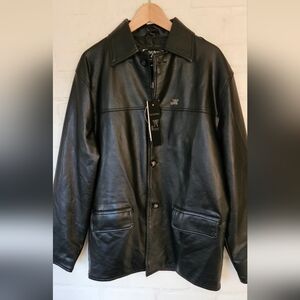 Emporio Armani Emporio Collezione soft faux black leather jacket mens medium